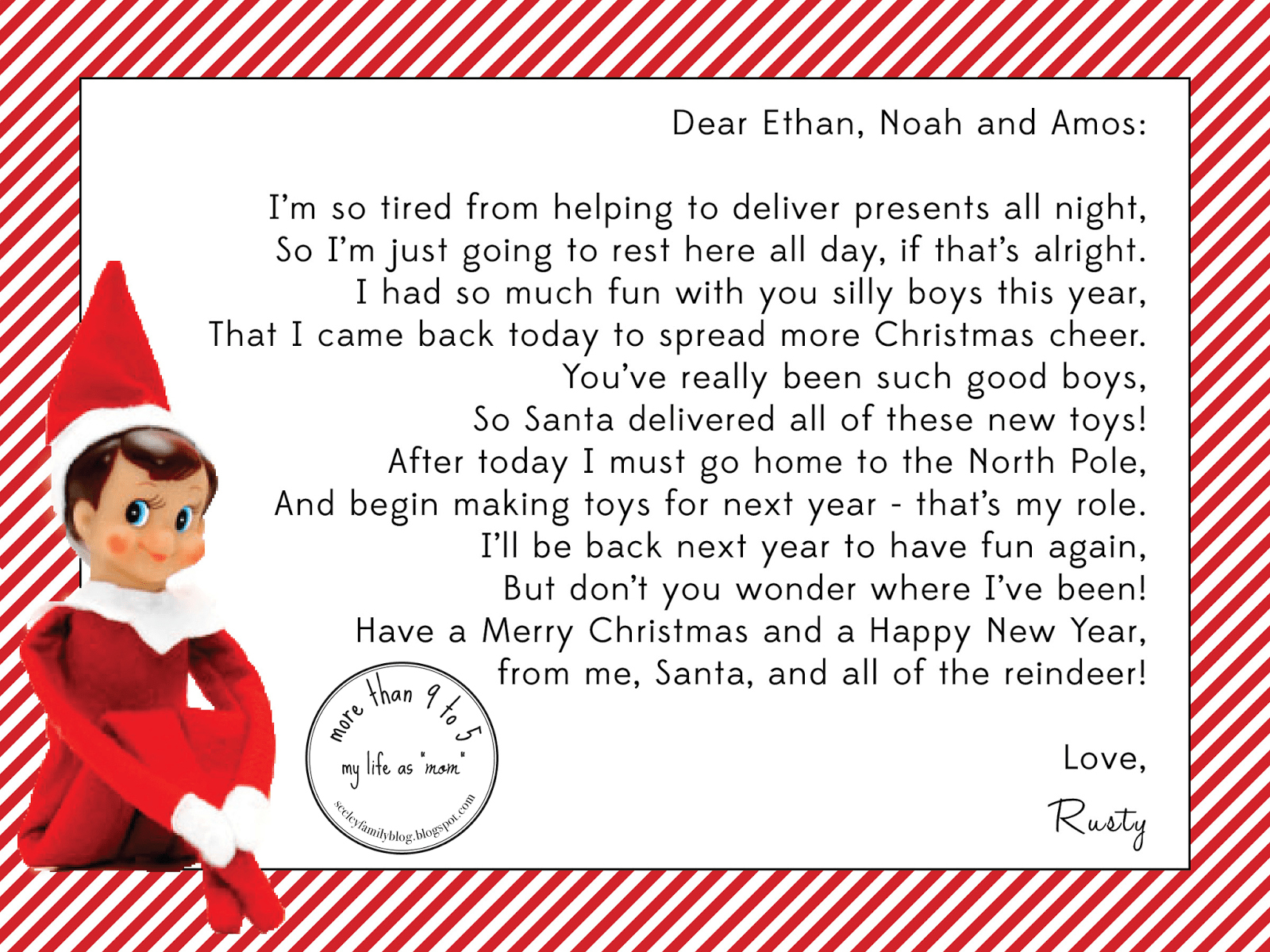 Amazing Elf Goodbye Letter Template