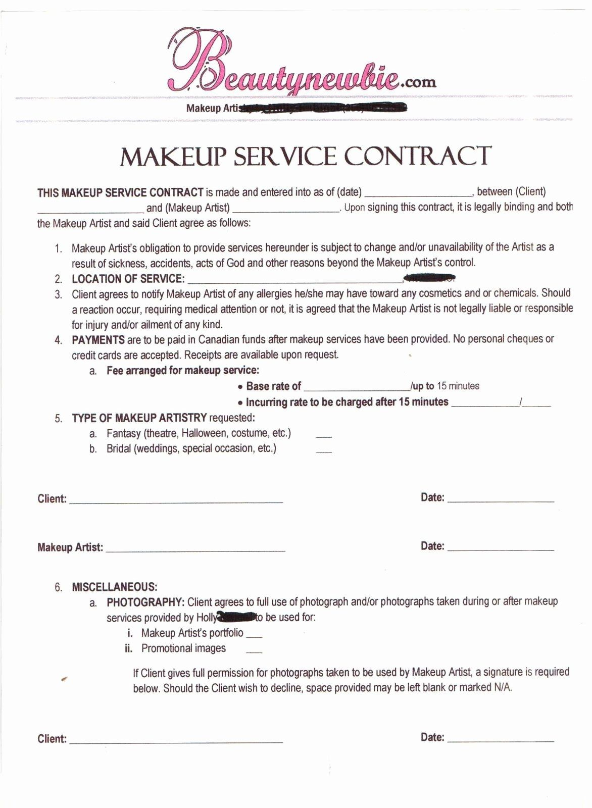 Amazing Hair Stylist Contract Agreement Sample