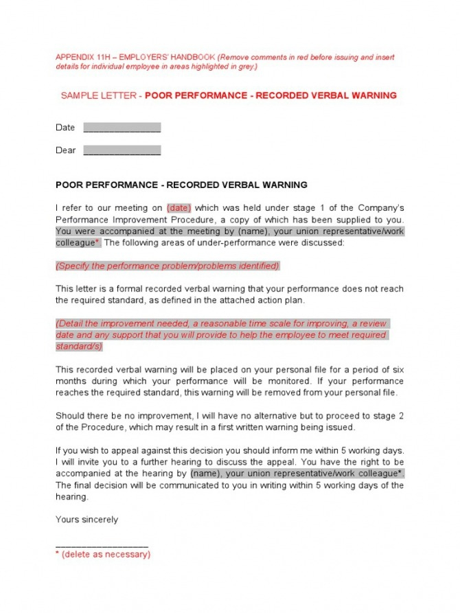 Amazing Warning Letter Template For Poor Performance