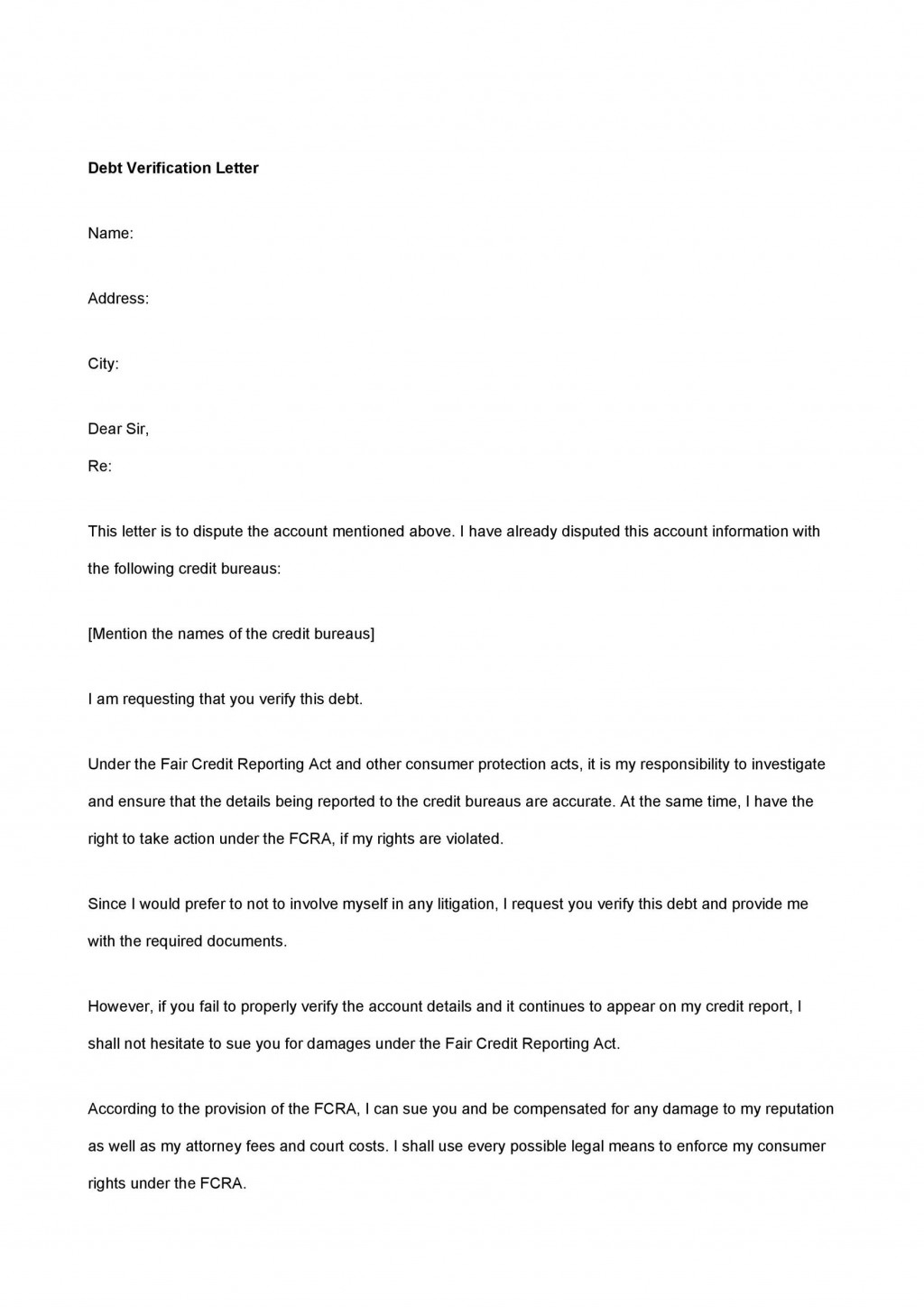 Awesome Proof Of Debt Letter Template