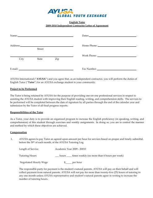 Awesome Tutoring Agreement Template