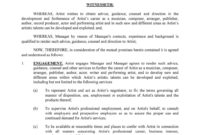 Best Manager Artist Contract Agreement