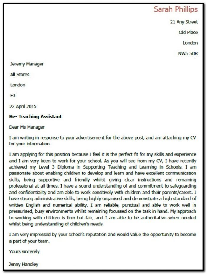 Best Teaching Assistant Cover Letter Template