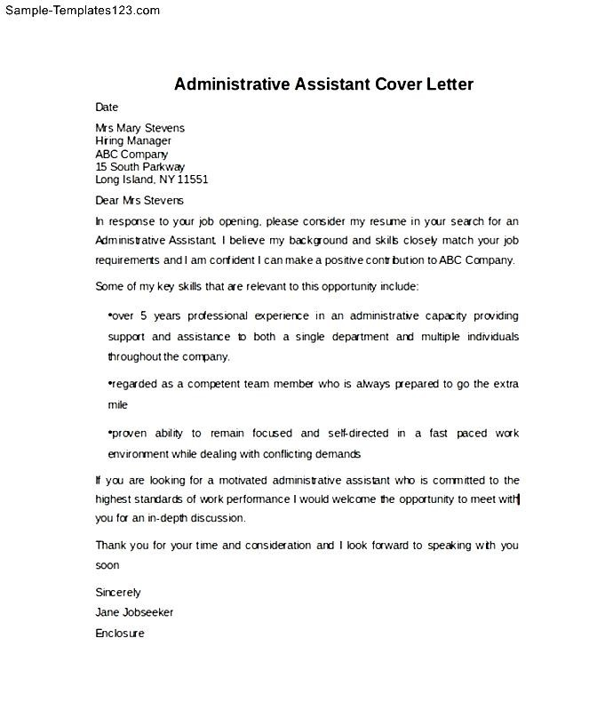 Fascinating Administrative Assistant Cover Letter Template