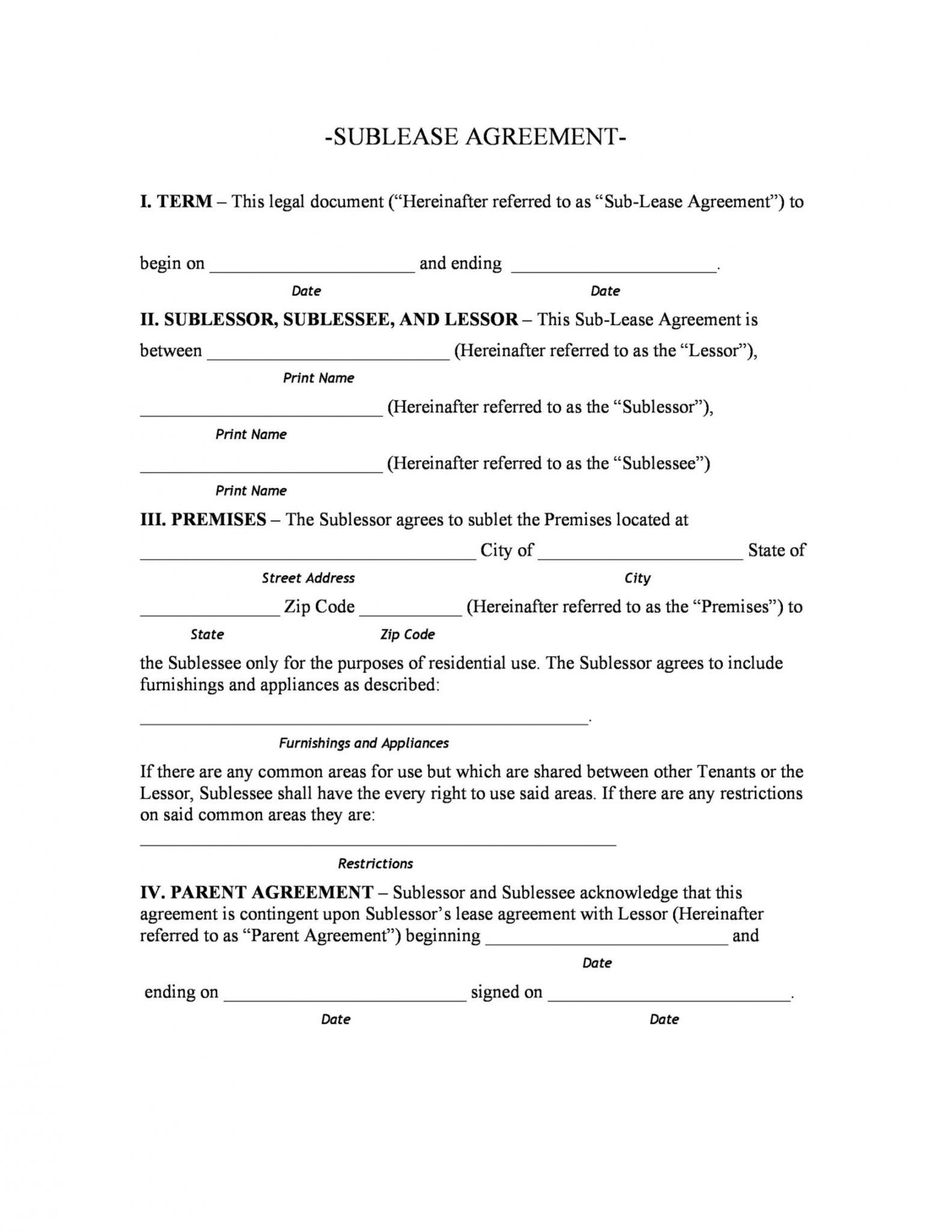 Fascinating Ny Sublease Agreement Template