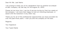 Fascinating Two Weeks Notice Letter Template