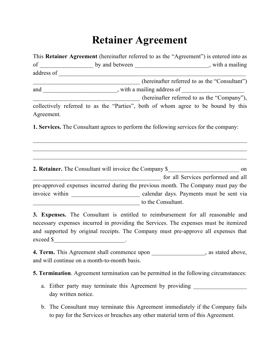 Free Consulting Retainer Agreement Template