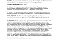 Free Non Disclosure And Confidentiality Agreement Template