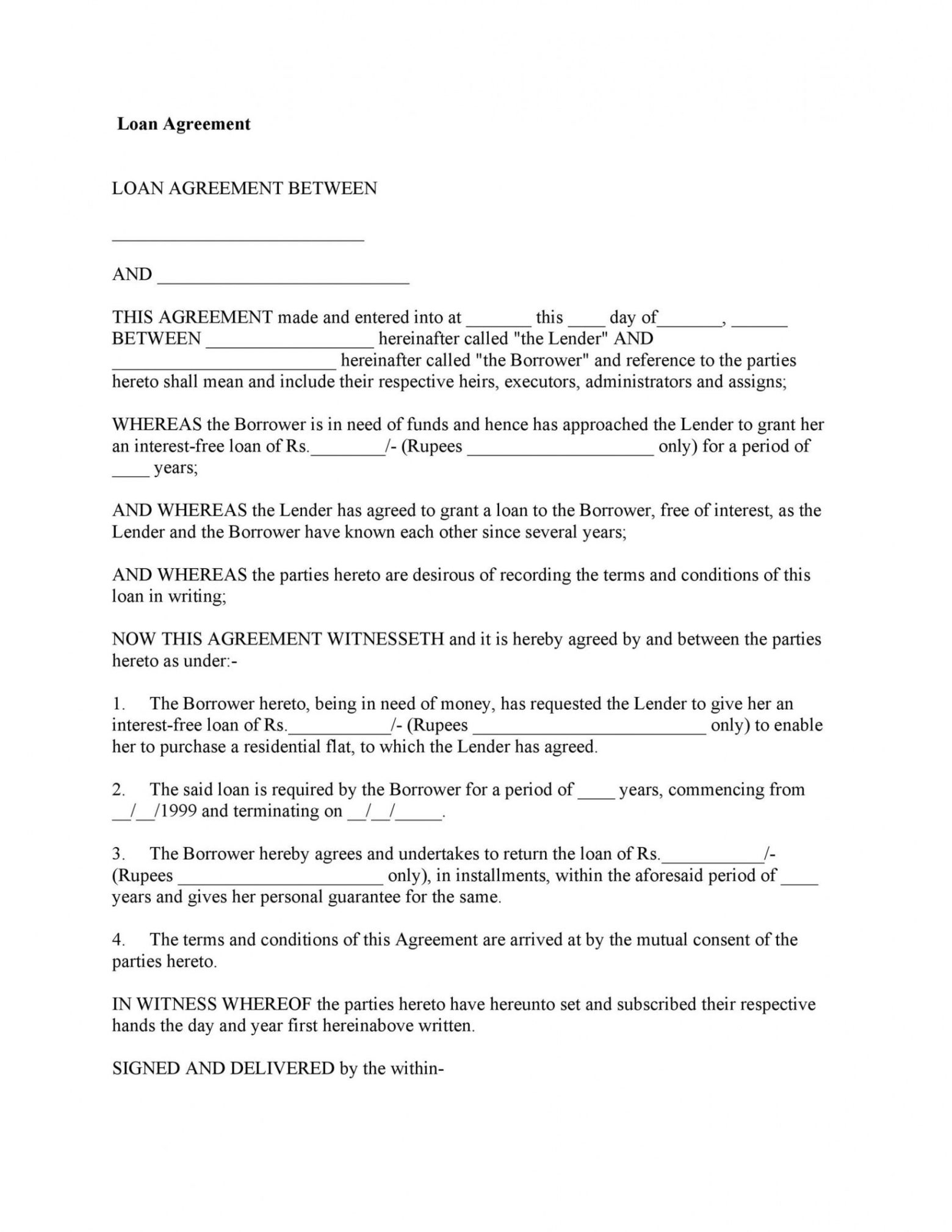 Free Small Business Loan Agreement Template