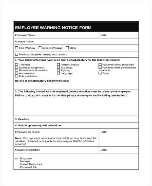 Free Warning Letter Format For Employee