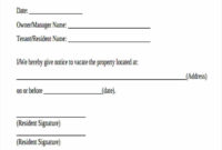 Fresh Letter Of Intent To Vacate Apartment Template