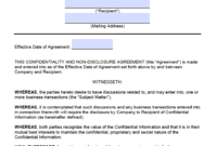 New Non Disclosure And Confidentiality Agreement Template