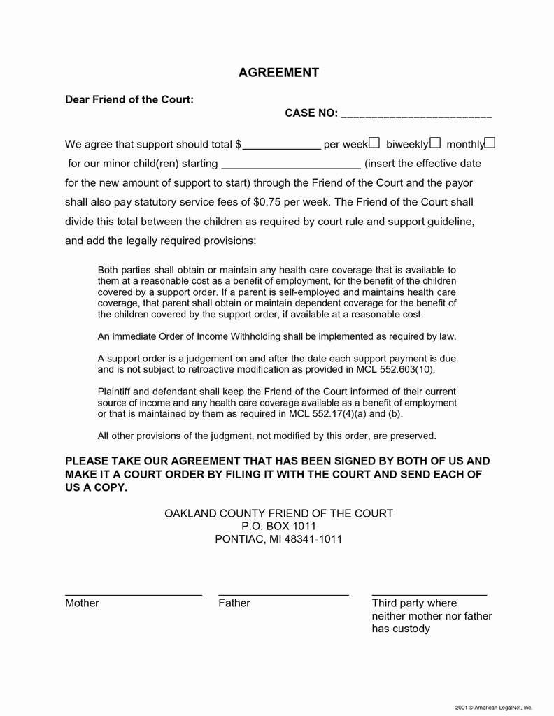 New Notarized Child Support Agreement Sample