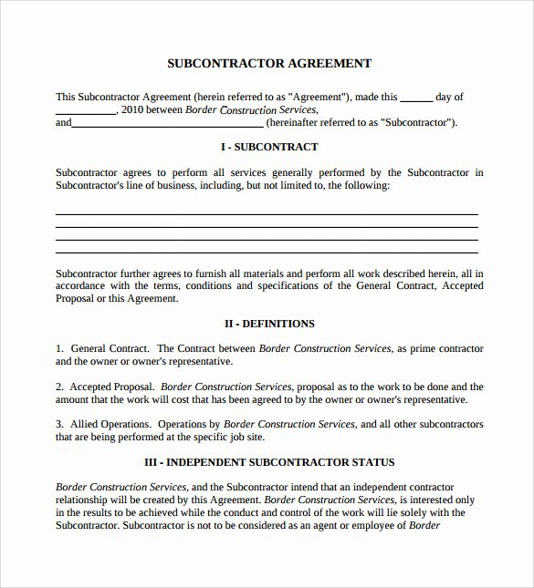 New Truck Driver Subcontractor Agreement Template