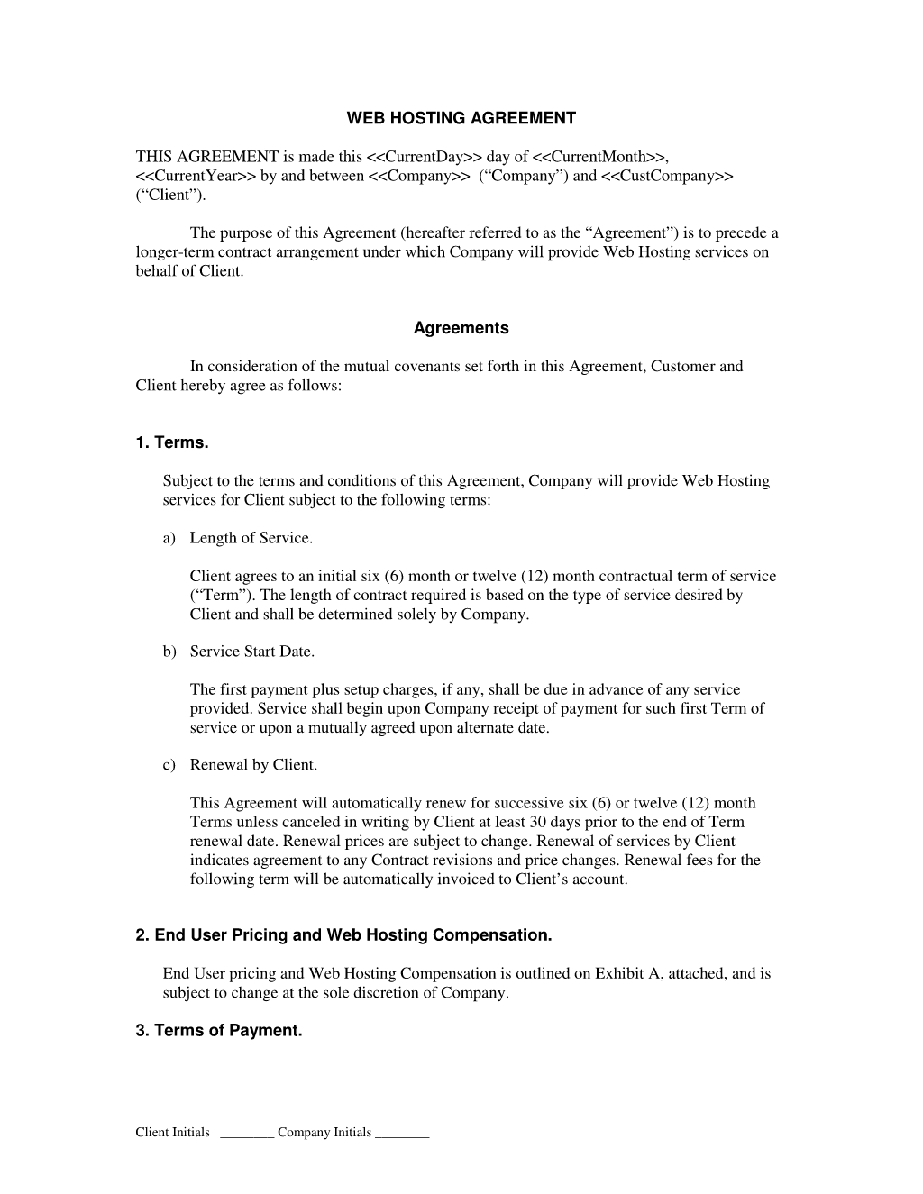 Professional Host Agreement Template