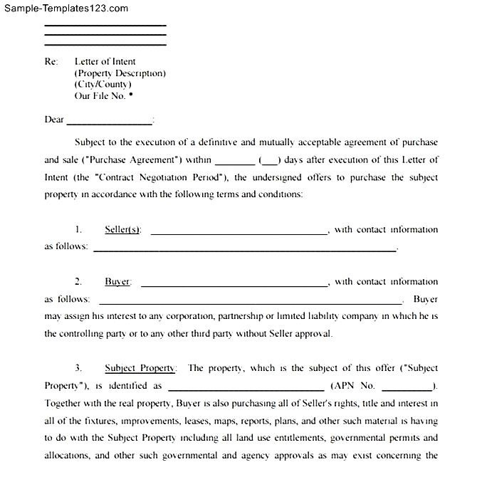Professional Special Needs Letter Of Intent Template