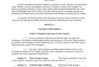 Simple Construction Joint Venture Agreement Template