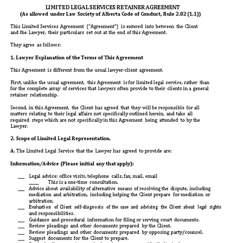 Simple Legal Retainer Agreement Template
