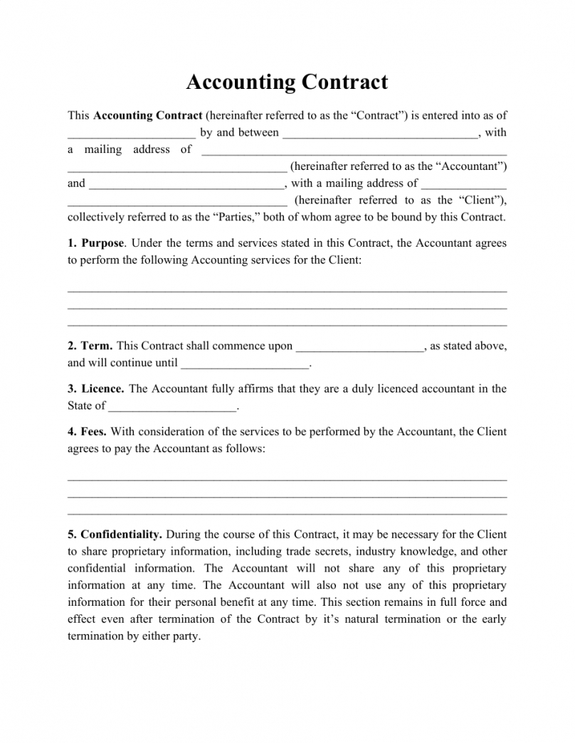 Stunning Accounting Service Agreement Template