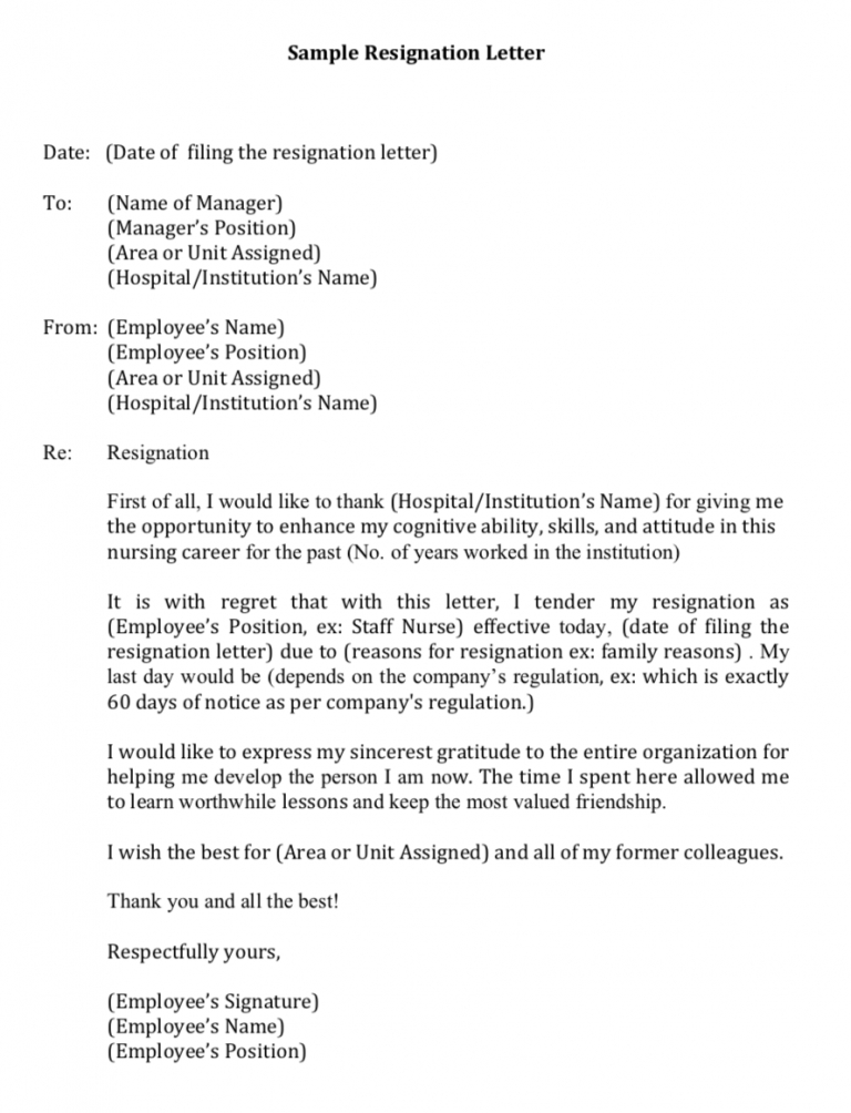 Stunning Template For Resignation Letter Singapore