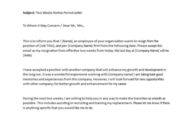 Stunning Two Weeks Notice Letter Template