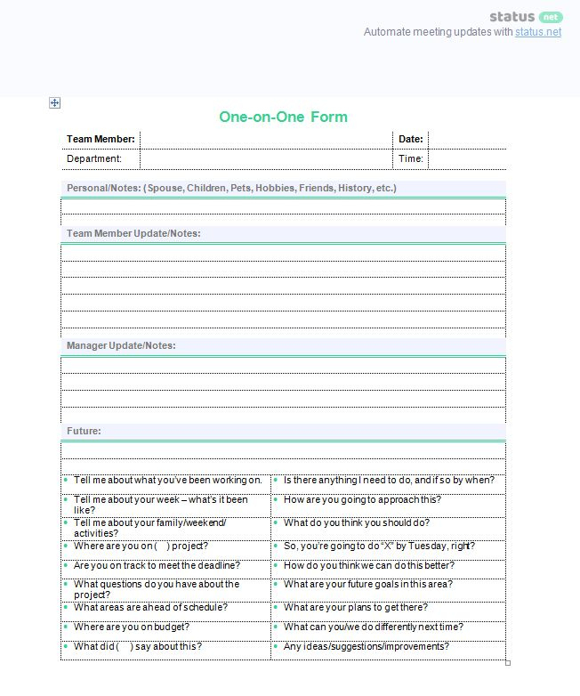 Amazing One On One Meeting Agenda Template