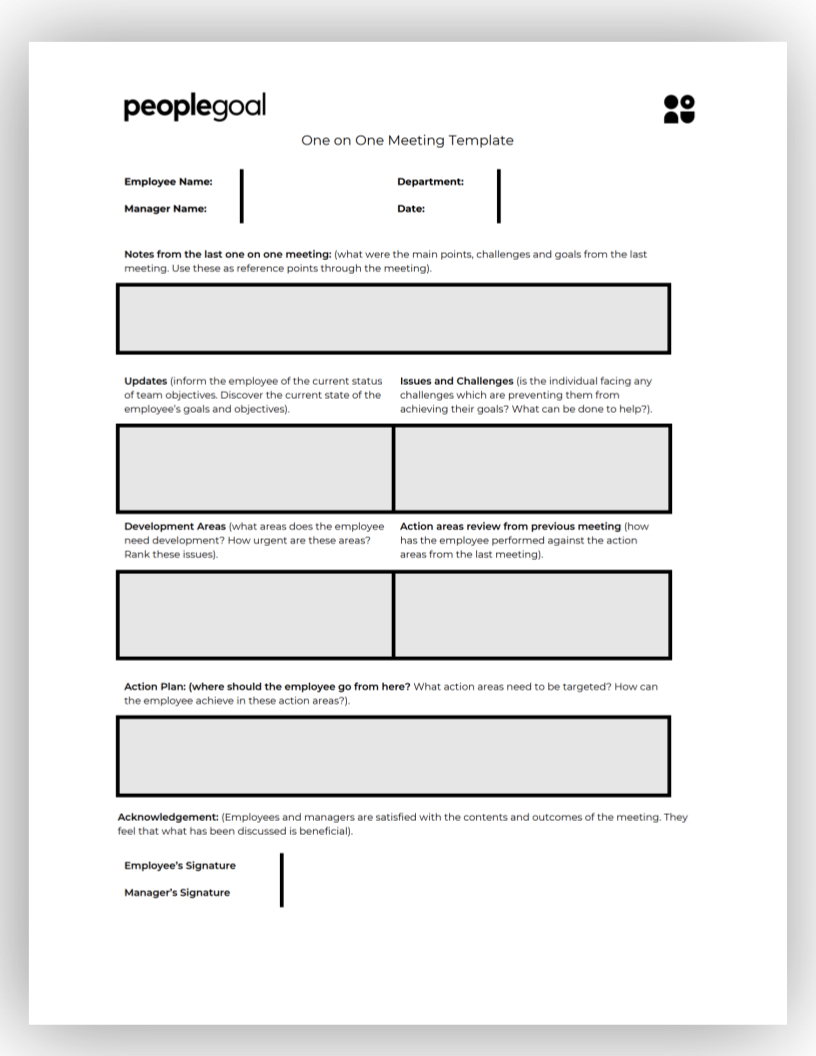 Awesome 1 On 1 Meeting Agenda Template