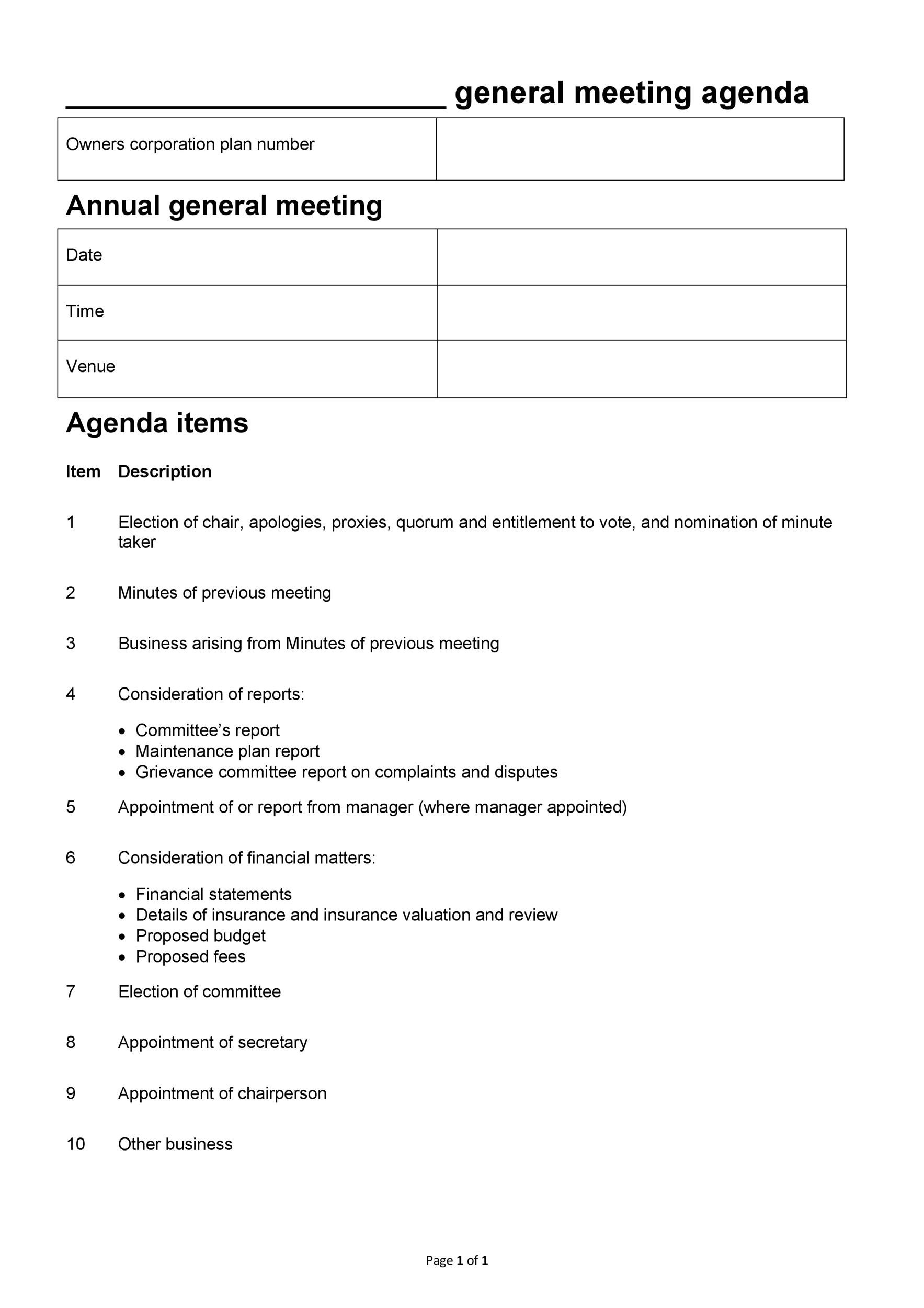 Awesome Agenda For A Meeting Template