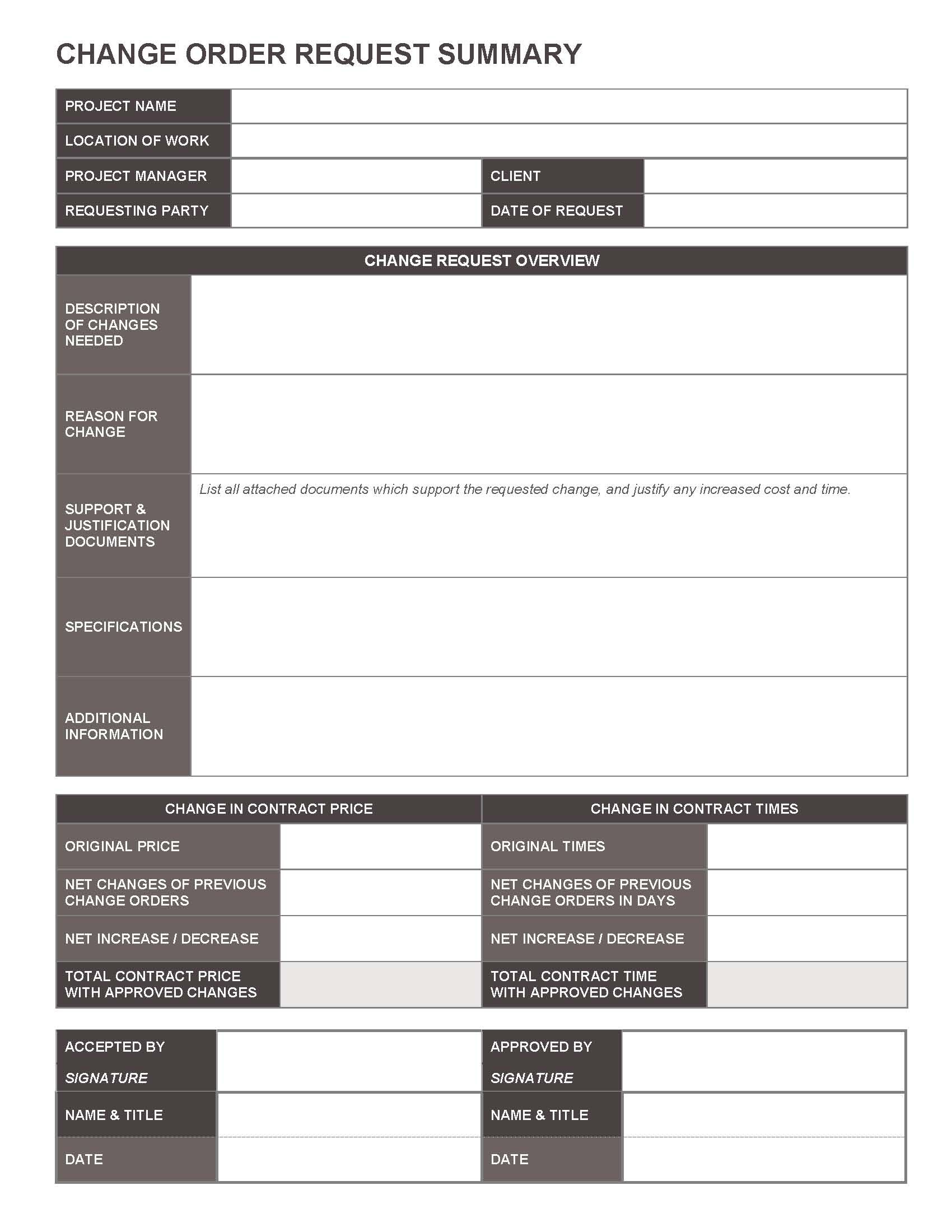 Awesome Change Management Request Form Template