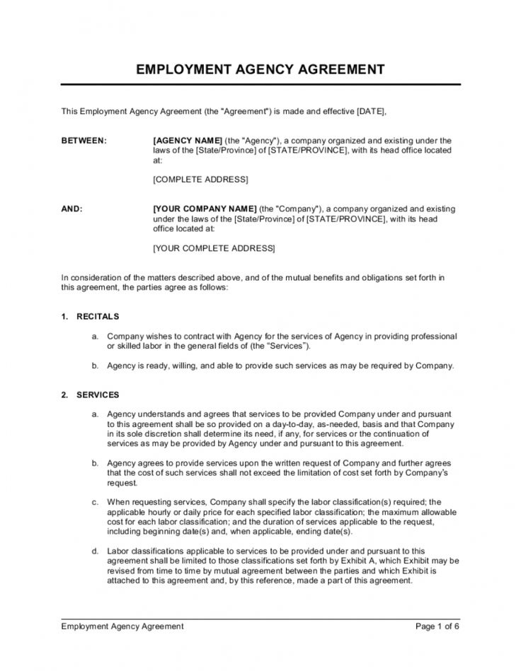 Awesome Model Management Contract Template