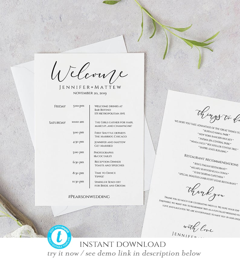 Fascinating Destination Wedding Weekend Itinerary Template