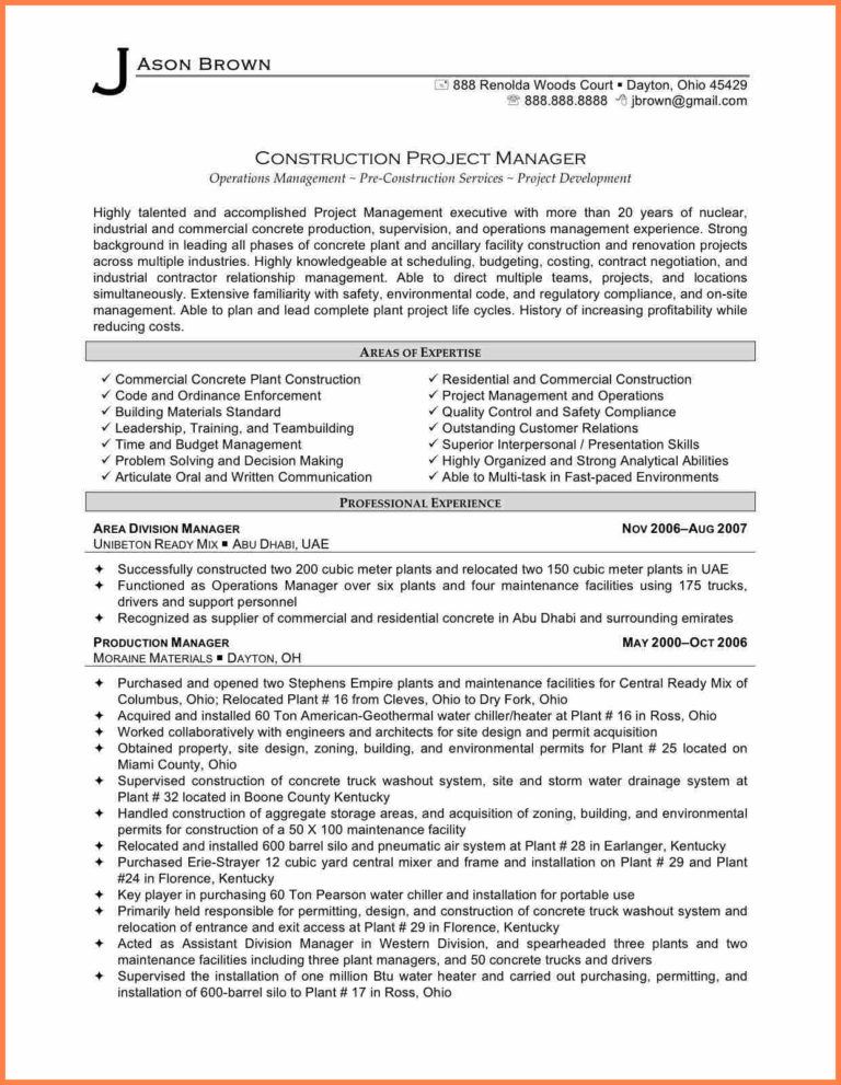Free Construction Project Management Contract Template
