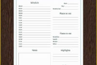 Fresh Daily Vacation Itinerary Template