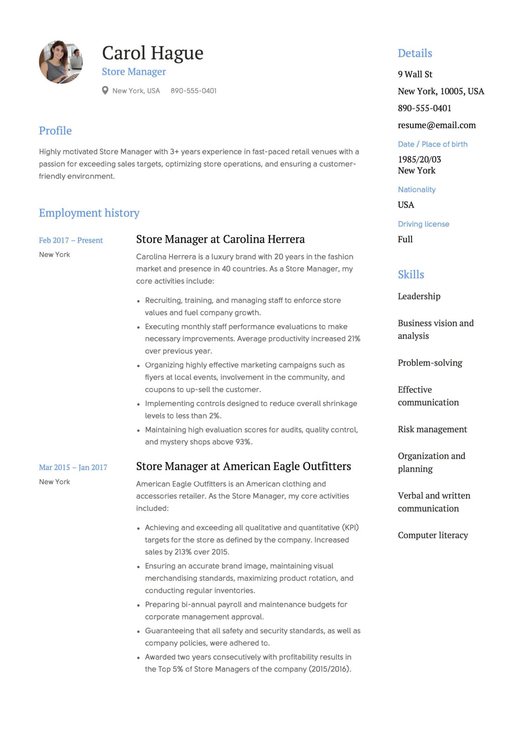 New Executive Management Resume Template