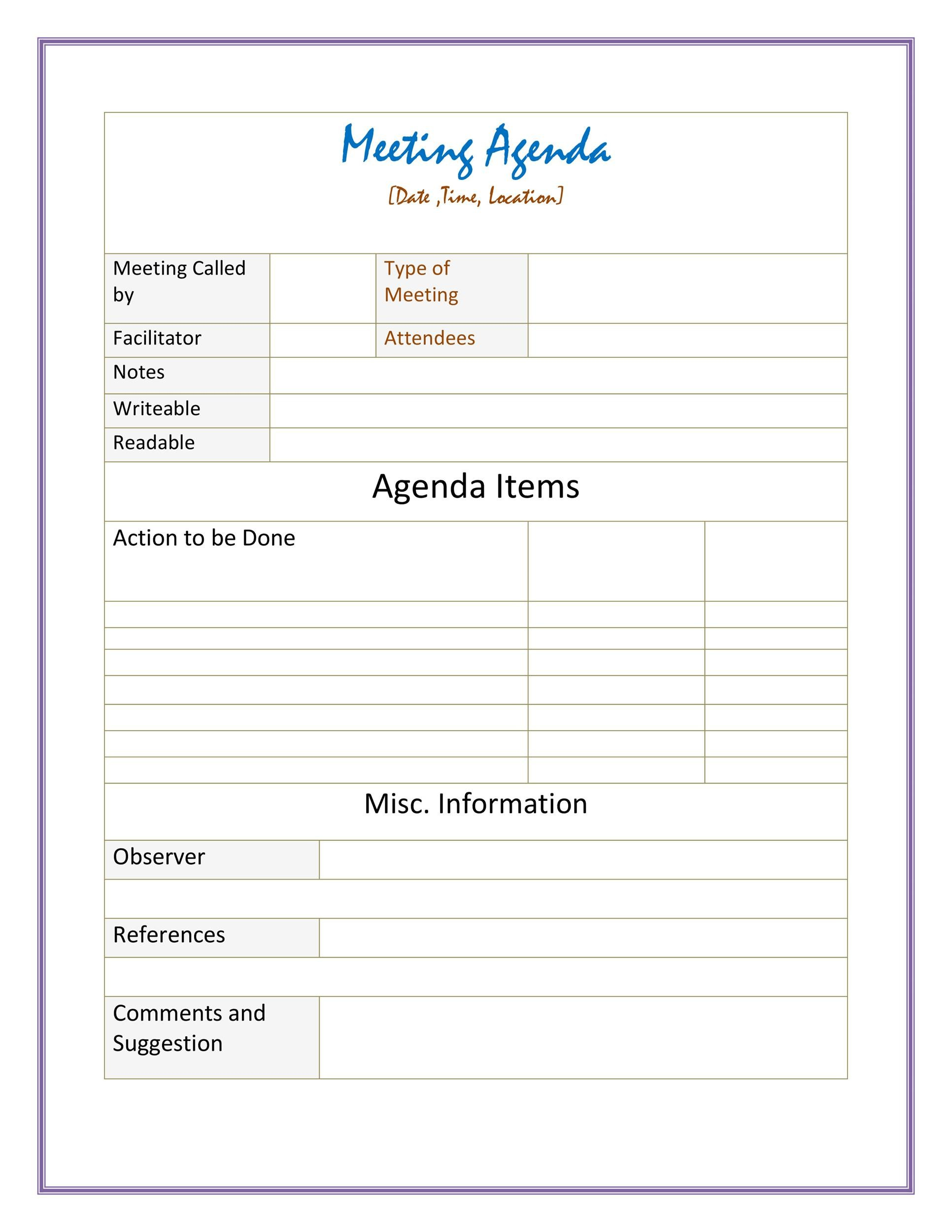 New Meeting Agenda Template Word Download