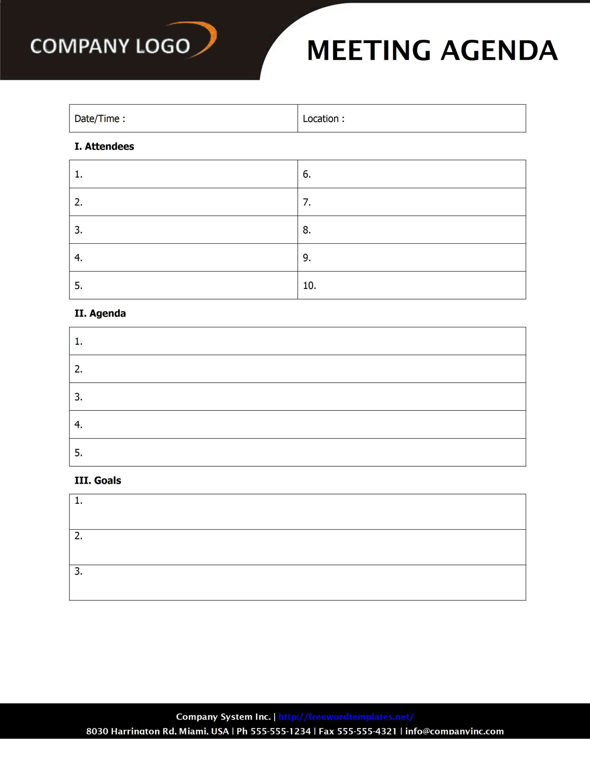 New Word Agenda Template Free Download