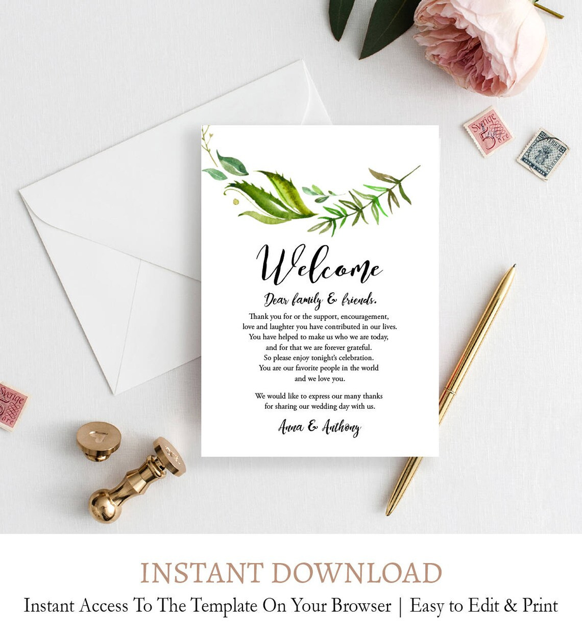 Professional Wedding Welcome Bag Itinerary Template