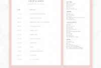 Simple Wedding Party Itinerary Template