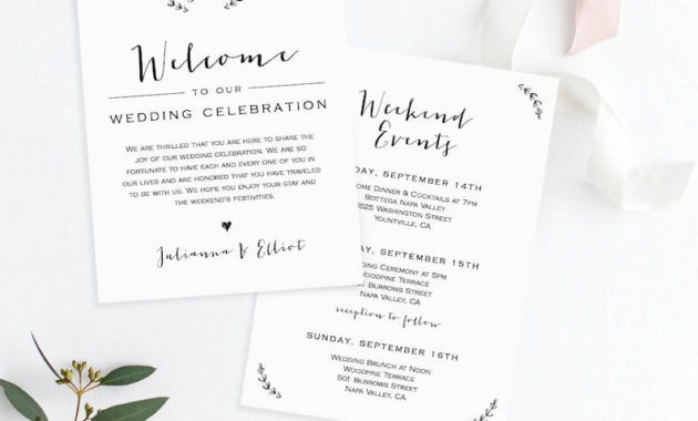 Stunning Wedding Welcome Bag Itinerary Template