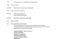 Top Wedding Reception Itinerary Template