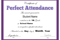 Amazing Attendance Certificate Template Word