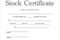 Amazing Blank Share Certificate Template Free