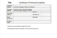 Amazing Certificate Of Construction Completion Template