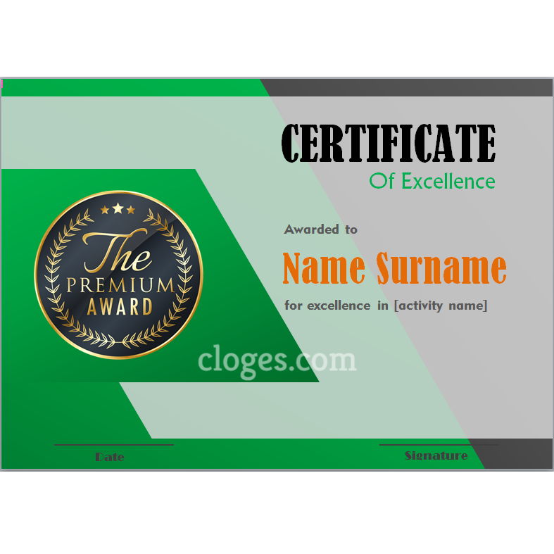 Amazing Certificate Of Excellence Template Word