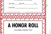 Amazing Certificate Of Honor Roll Free Templates