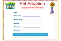 Amazing Dog Adoption Certificate Editable Templates
