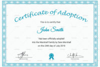Amazing Dog Adoption Certificate Template