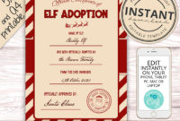 Amazing Elf Adoption Certificate Free Printable
