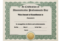 Amazing Free Certificate Of Excellence Template
