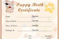 Amazing Pet Birth Certificate Template